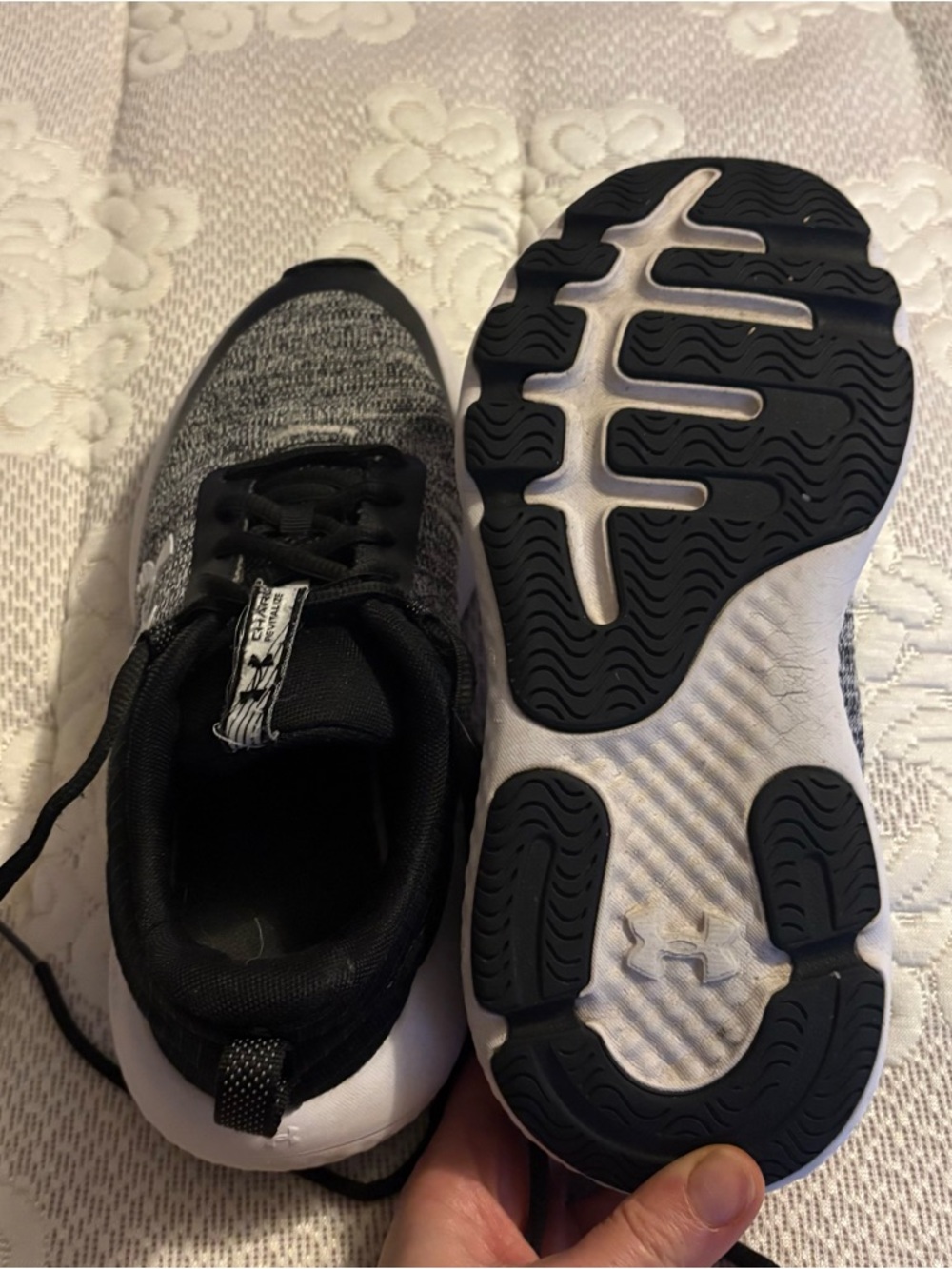 Kids Black and Gray Under Armor Athletic Sneakers